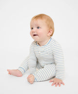 Ziggy Zip Romper | Dusty Blue Mini Stripe