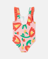 Girl Tulips Print Swimsuit