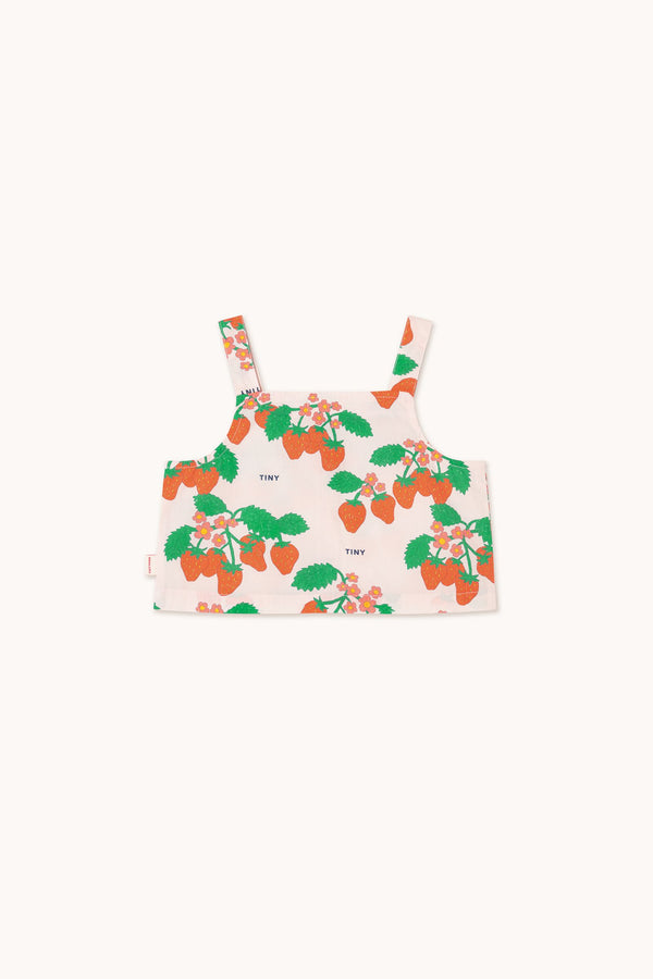 Strawberries Woven Crop Top | Pastel Pink