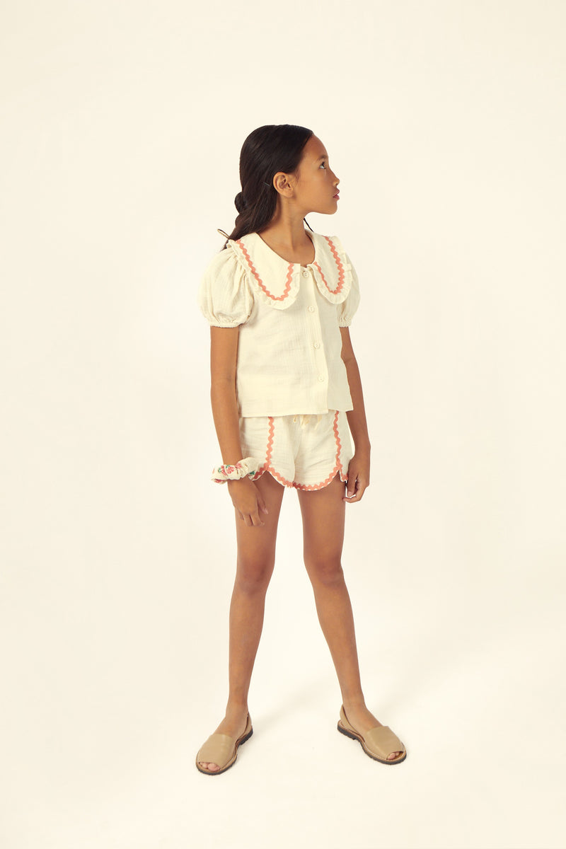 Althea Muslin Blouse | Muslin Ecru / Salmon