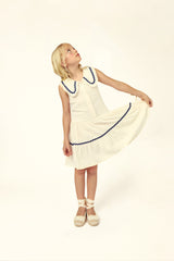 Althea Muslin Dress | Muslin Ecru / Navy