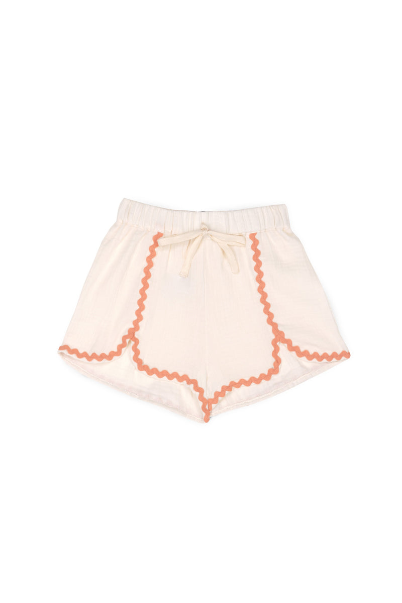 Anette Muslin Short | Ecru / Salmon