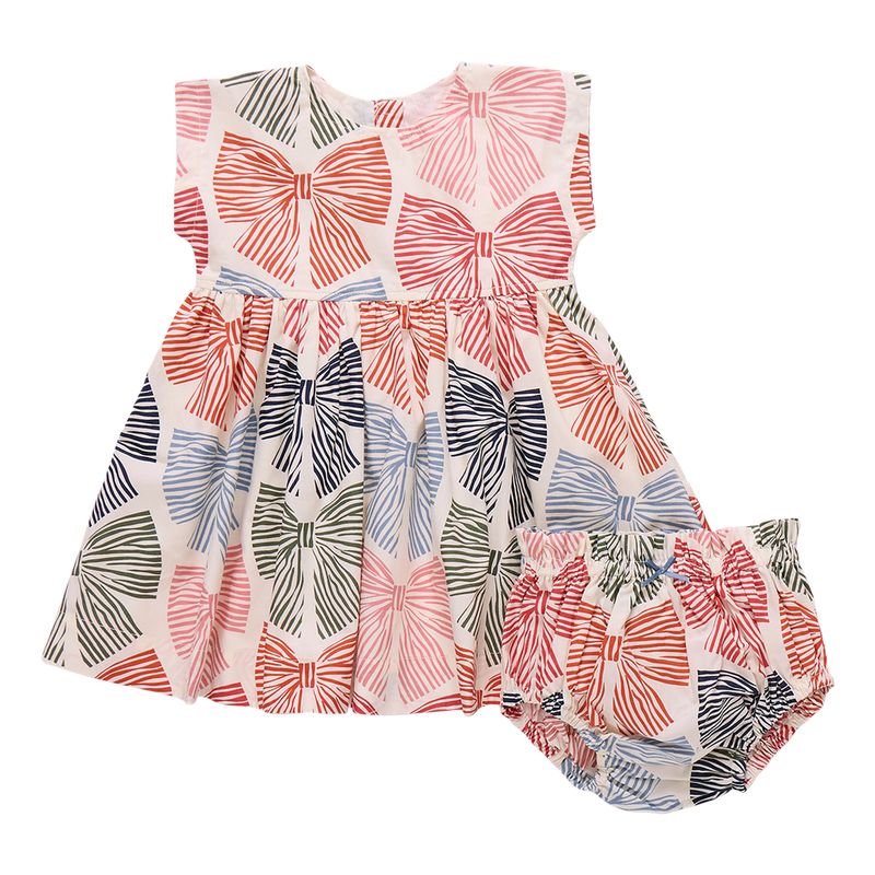 Baby Girls Adaline Dress Set | Multi Striped Bows