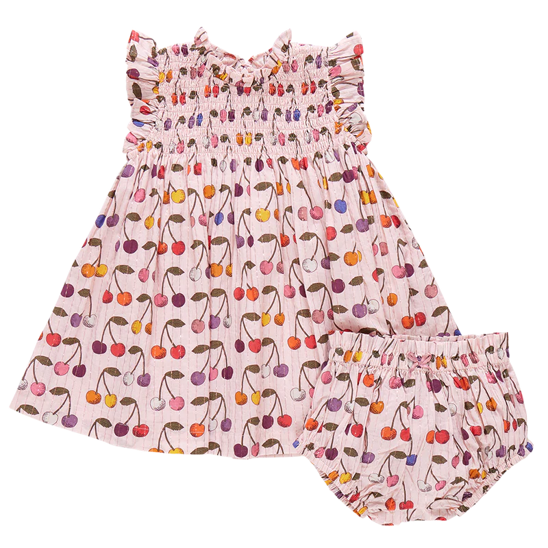 Baby Girls Stevie Dress Set | Cloud Pink Cherry