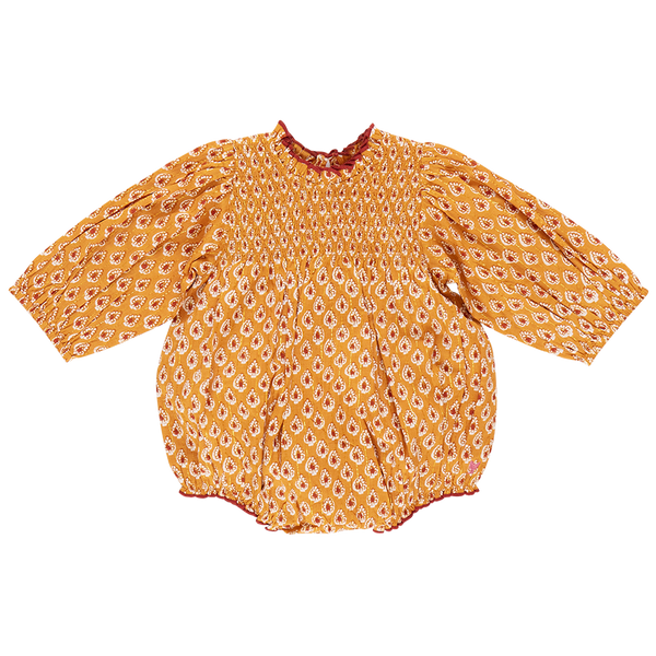 Baby Girls Stevie Puff Sleeve Bubble | Gold Tear Drop