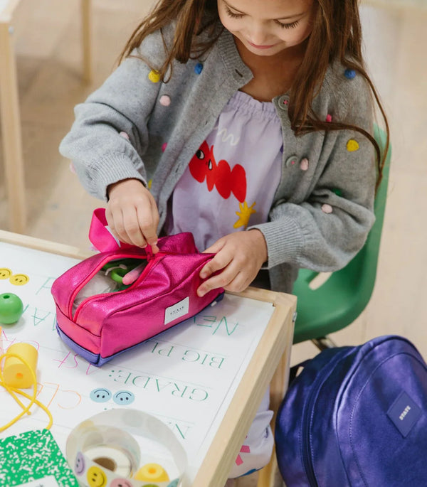 Clinton Pencil Case | Pink\Silver