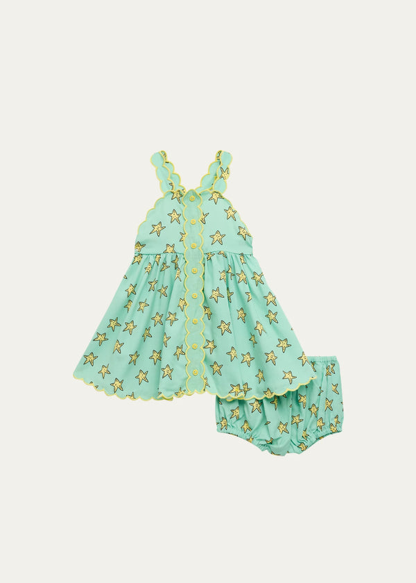 Baby Starfish Strappy Dress w. Bloomers