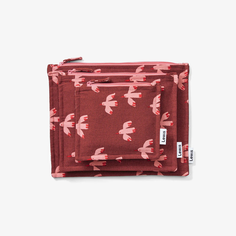 Zip Pouch Set Bird | Cranberry