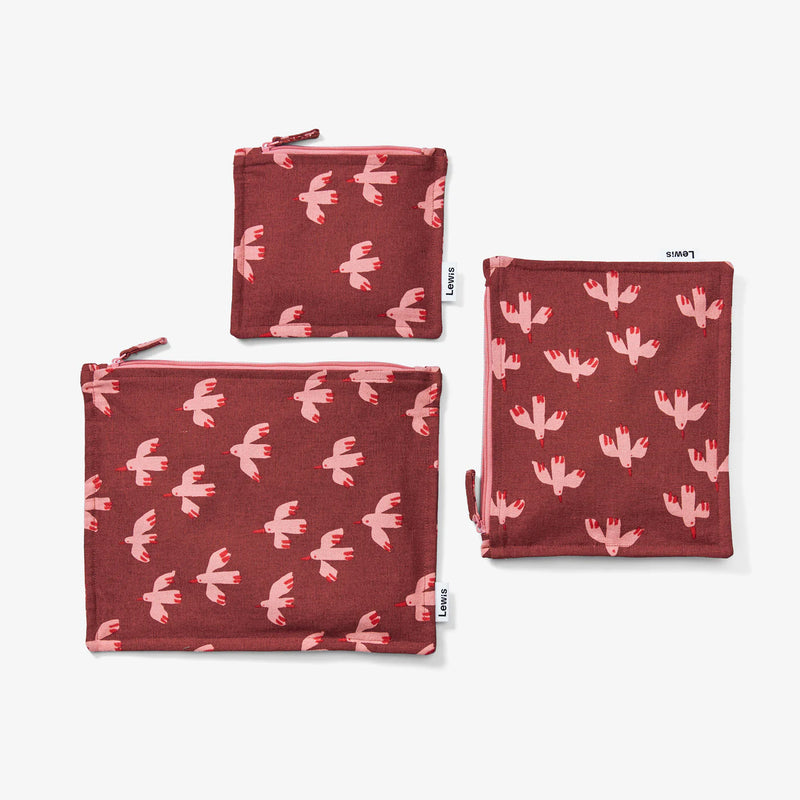 Zip Pouch Set Bird | Cranberry