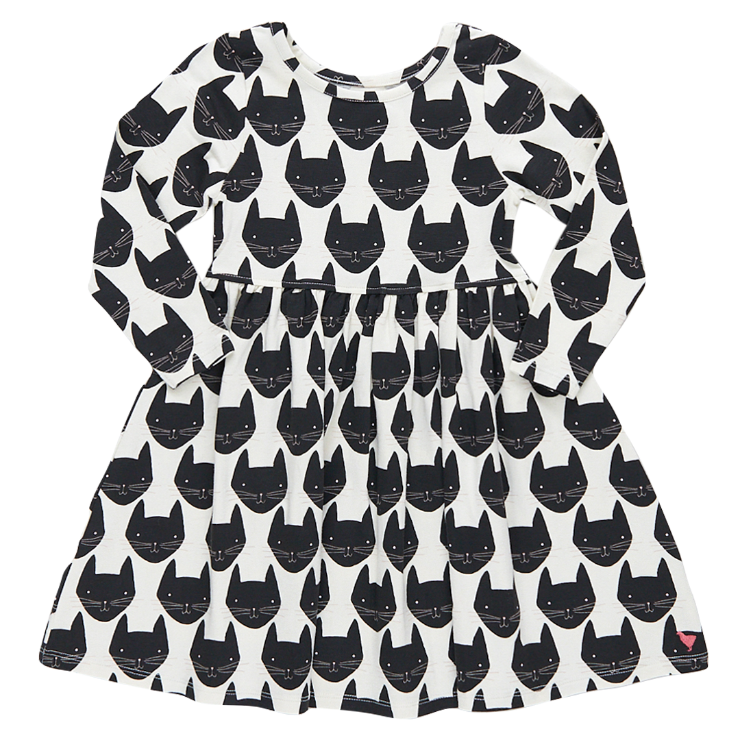 Organic Steph Dress | Black Cat | Marigold Modern Kids