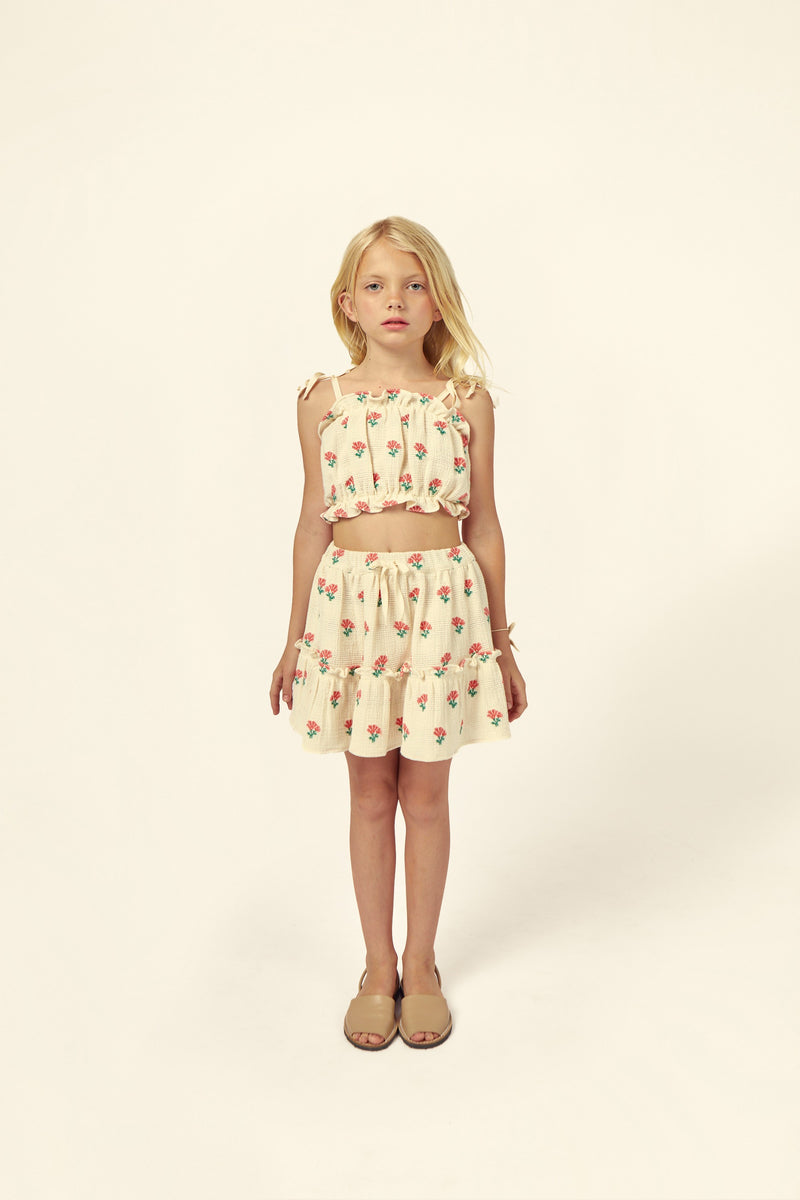 Coraline Smock Skirt | Ecru / Coral