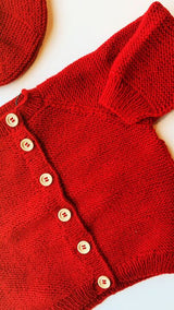 Regular Knitted Cardigan | Red