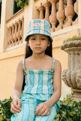 Retro Stripes Blue Towel Top