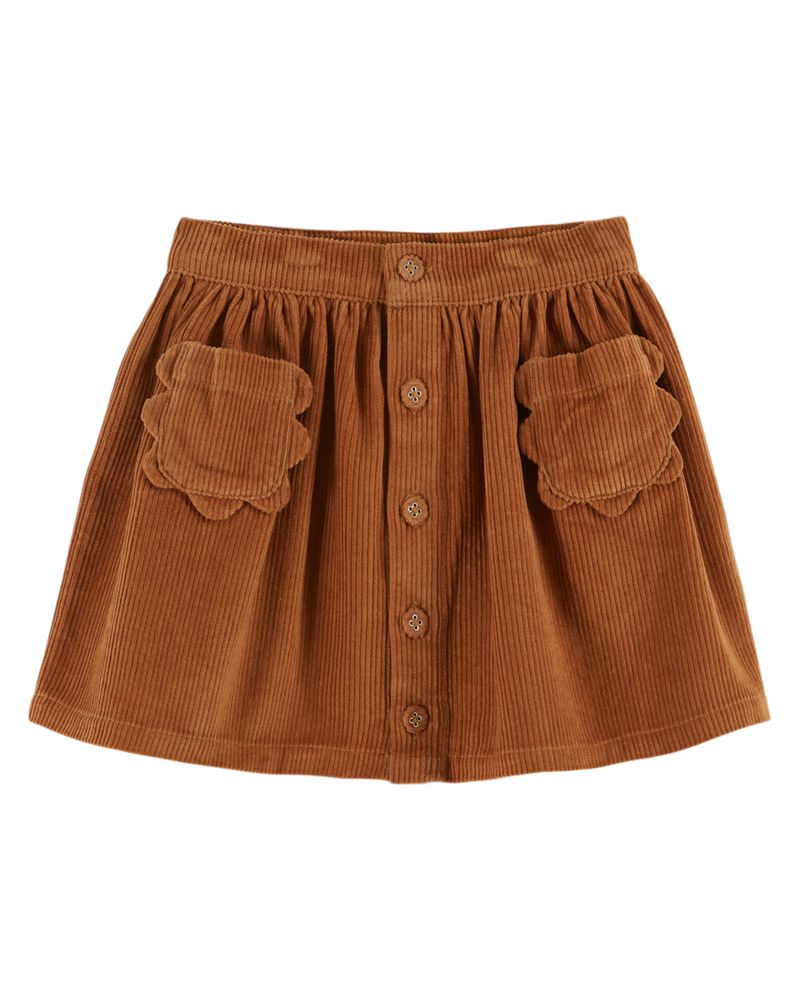 Jupe Pouches Fleurs Velours | Pecan