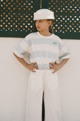 Stripes Knit Tee | Washed Blue
