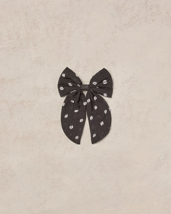 Oversized Bow | Black & Ivory Dot