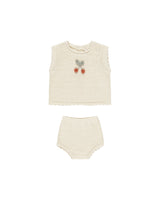 Scallop Knit Baby Set | Cherry