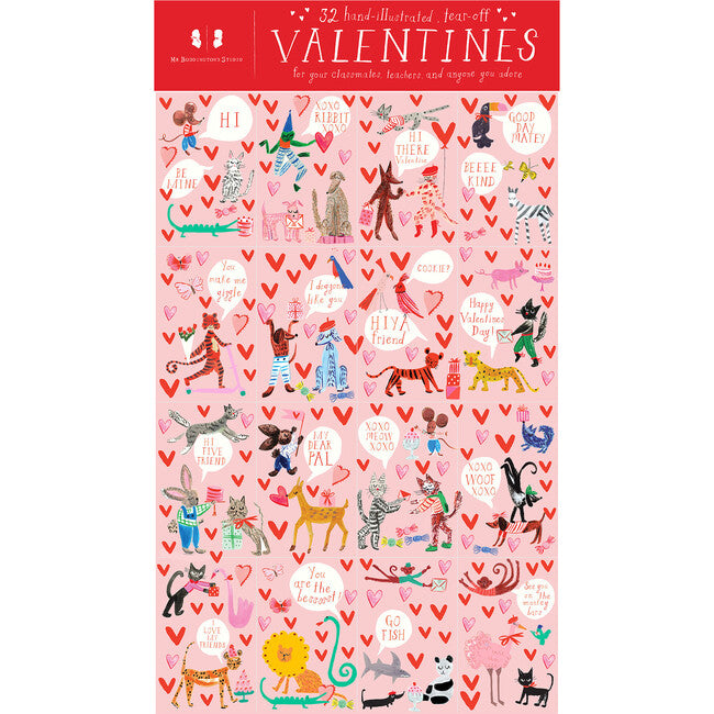 Animal Menagerie, Class Set Of 32 Valentines