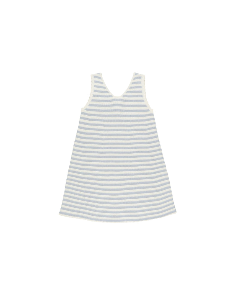 Crochet Tank Mini Dress | Blue Stripe