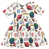 Girls Organic Steph Dress | Scholar Doodle