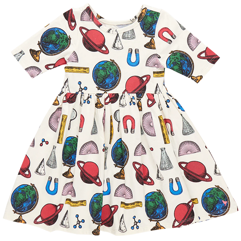 Girls Organic Steph Dress | Scholar Doodle