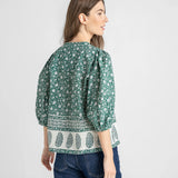 Women's Pintuck Indira Top | Green Garden Floral