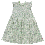 Girls Stevie Dress | Green Mini Ditsy