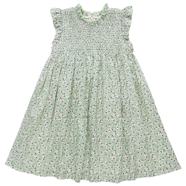 Girls Stevie Dress | Green Mini Ditsy