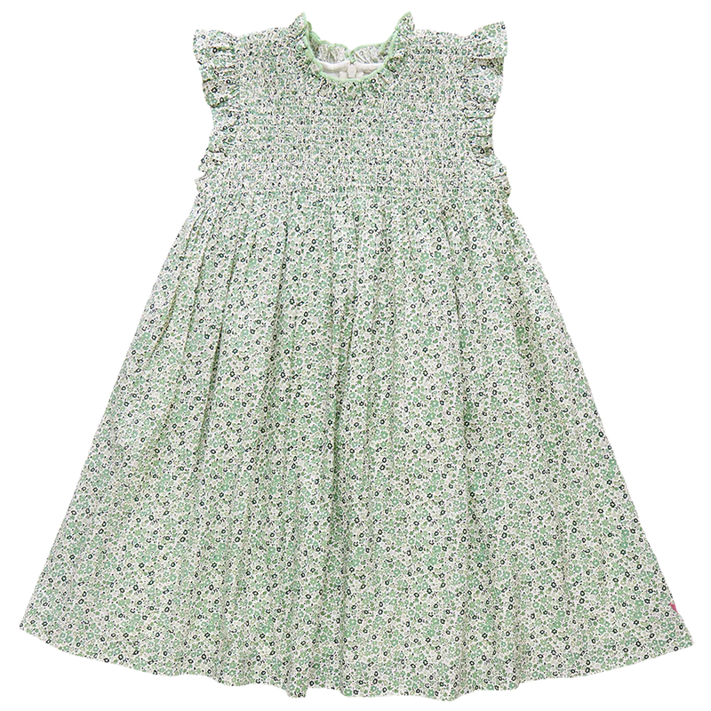 Girls Stevie Dress | Green Mini Ditsy