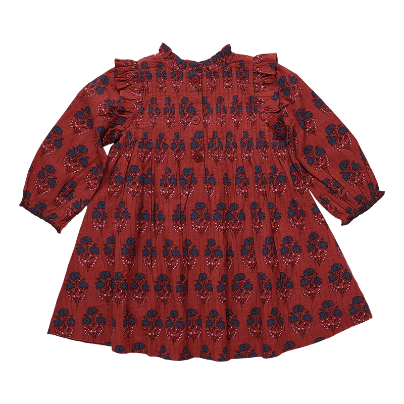 Girls Jaipur Dress | Red Autumn Strawflower