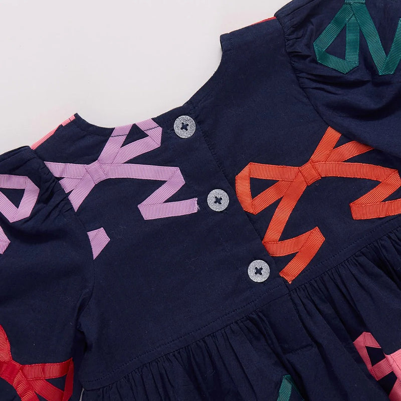 Girls Brooke Dress | Multi Bow Applique