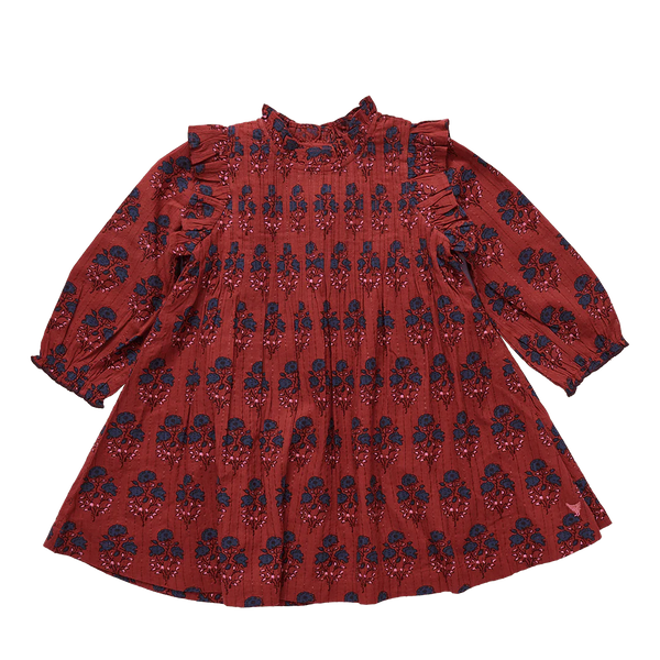 Girls Jaipur Dress | Red Autumn Strawflower