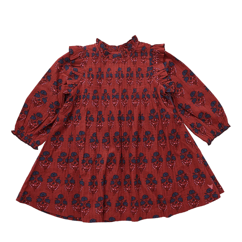 Girls Jaipur Dress | Red Autumn Strawflower