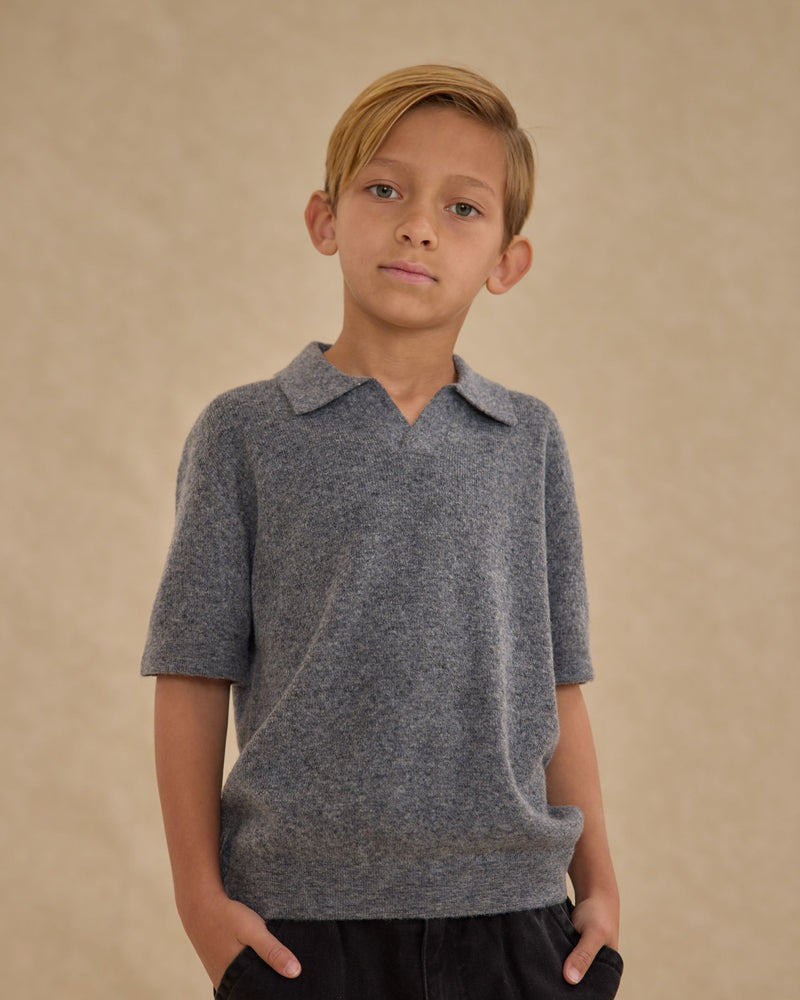 Knit Polo | Heathered Grey