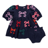 Baby Girls Brooke Dress Set | Multi Bow Applique