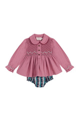 Mariana Rose Smocked Embroidered Blouse and Bloomer Set