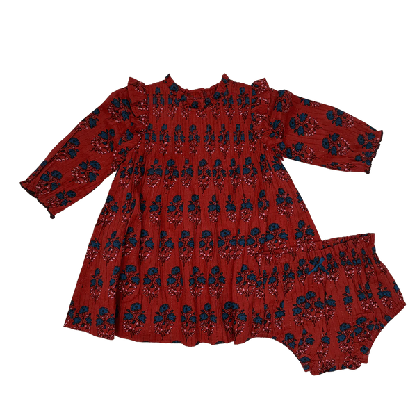 Baby Girls Jaipur Dress Set | Red Autumn Strawflower