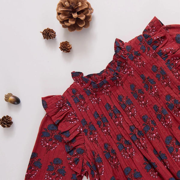 Baby Girls Jaipur Dress Set | Red Autumn Strawflower
