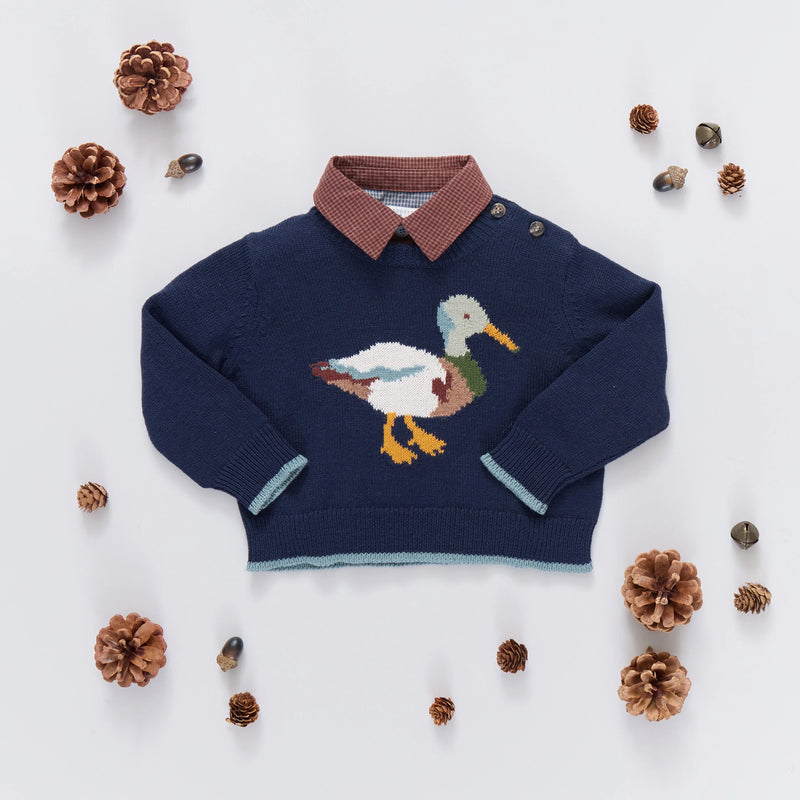 Baby Boys Oliver Sweater | Navy Mallard