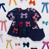 Baby Girls Brooke Dress Set | Multi Bow Applique