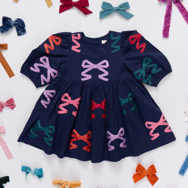Girls Brooke Dress | Multi Bow Applique