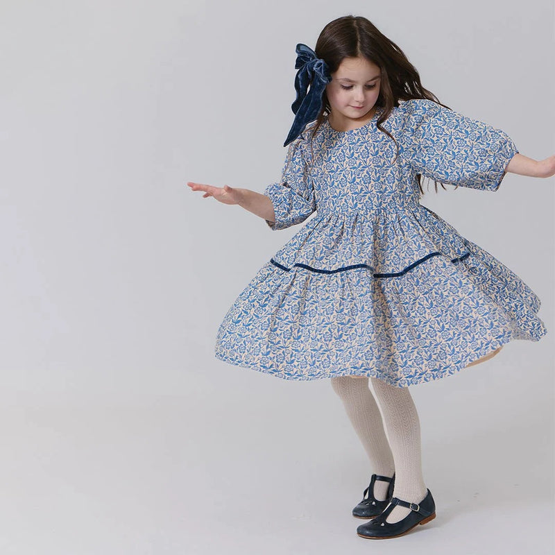 Girls Maribelle Dress | Blue Climbing Floral