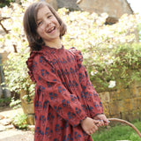 Girls Jaipur Dress | Red Autumn Strawflower