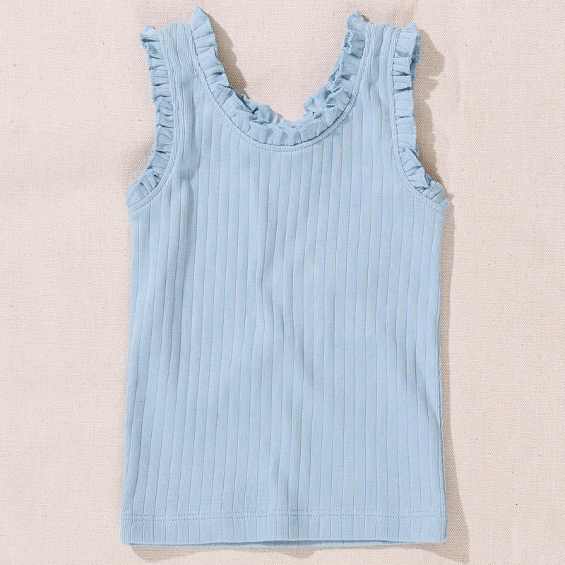 Joy Ruffle Rib Tank | Light Blue