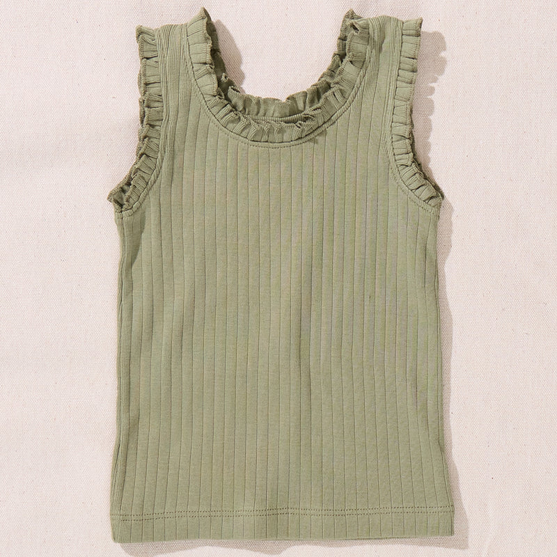 Joy Ruffle Rib Tank | Olive