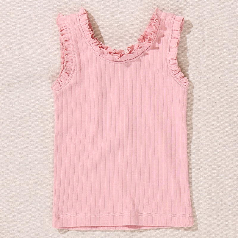 Joy Ruffle Rib Tank | Pink