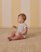 Scallop Knit Baby Set | Sage Stripe