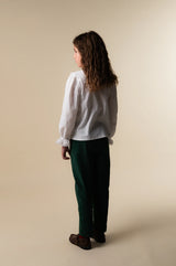 Green Antique Velvet Pleated Pants Kids