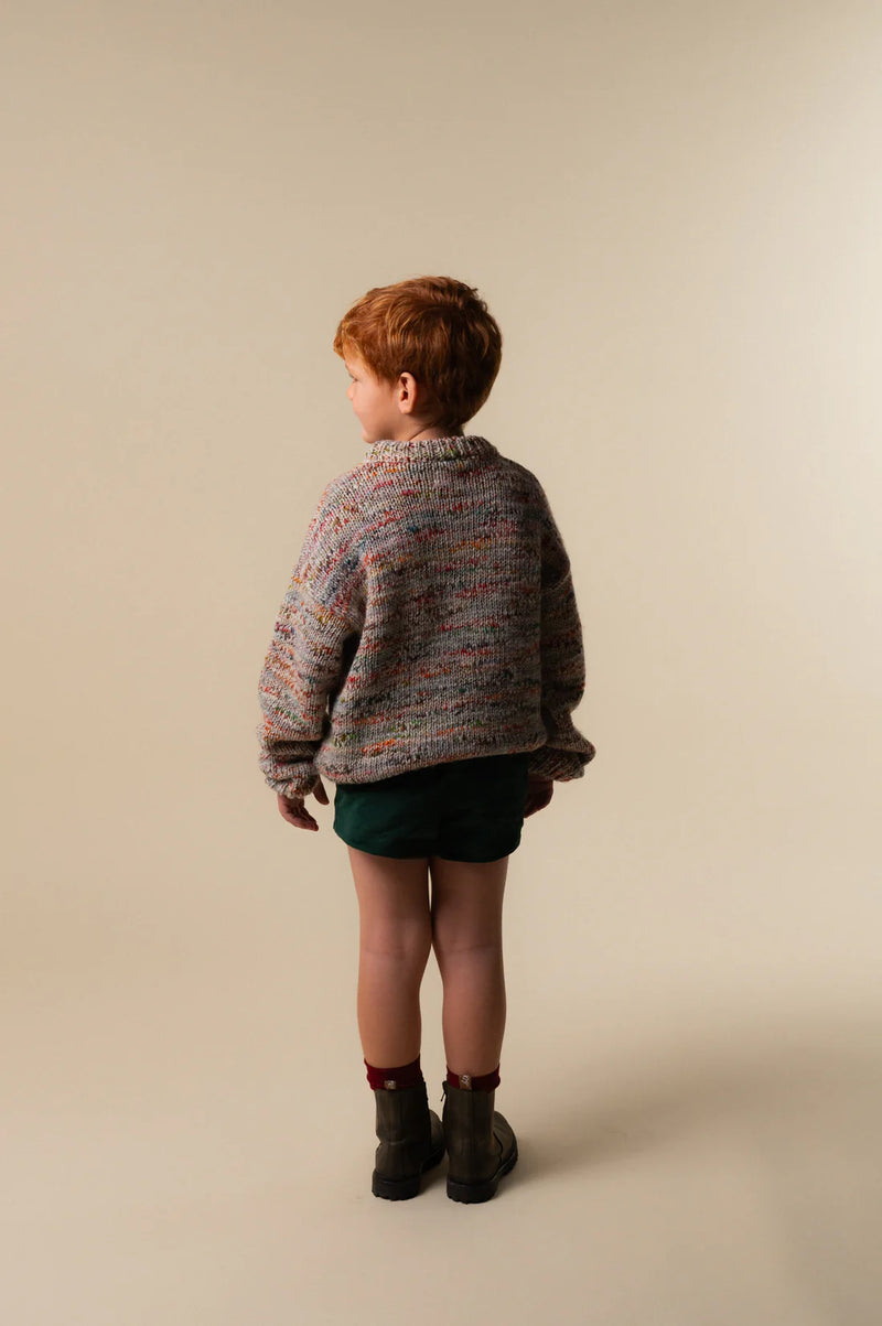 Green Antique Velvet Short Pants Kids