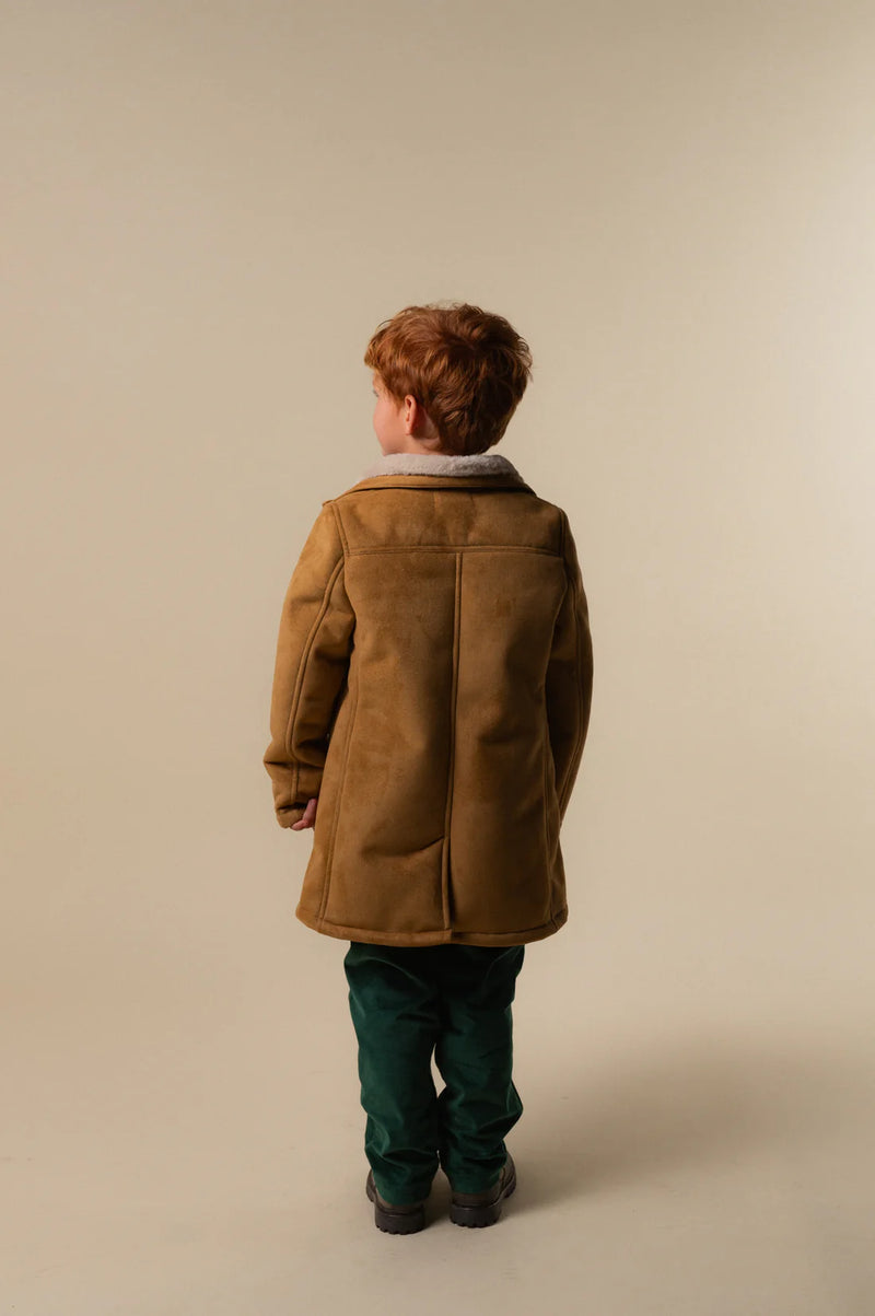 Green Antique Velvet Pleated Pants Kids